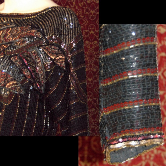 JUDITH ANN CREATIONS INC Sequin blouse S 💥 - Picture 5 of 9